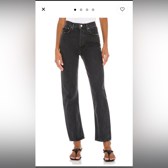 Agolde Black Straight Leg Jeans - Picture 1 of 5